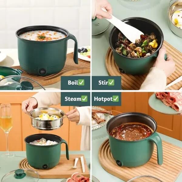 1.5L Electric Cooking Pot Stainless Steel Mini Rice Cooker